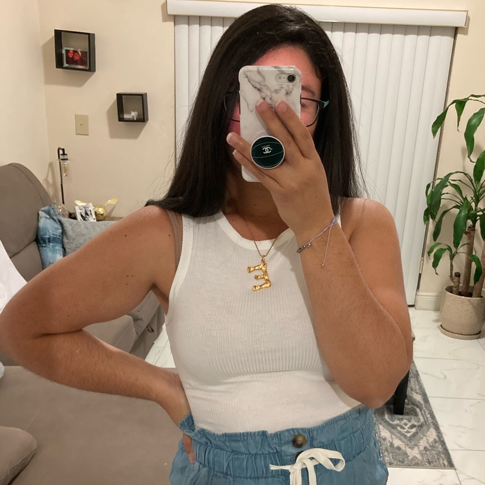 White Ribbed Cropped tank top